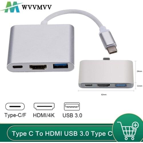 Type C To HDMI-compatible USB 3.0 Charging Adapter Converter Hub Adapter For Mac Air Pro Samsung S8 Plus Huawei Mate10