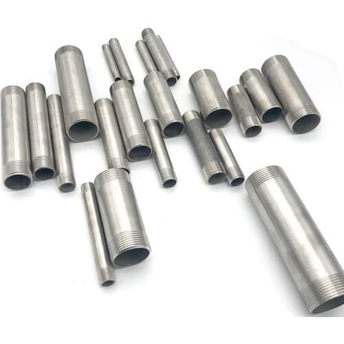 304 Stainless Steel Lengthen 150/200/250mm Thread 3/4" 1" 1-1/4" BSP Male Equal Straight Pipe Connector Adapter Extend