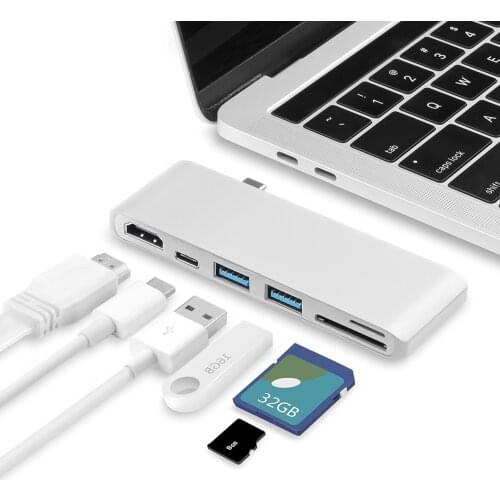 USB-C Hub to HDMI-compatible 4K Type C Hub+2 USB 3.0 Hub Splitter Adapter TF SD Card Reader for MacBook Pro air 13 15 16 inch