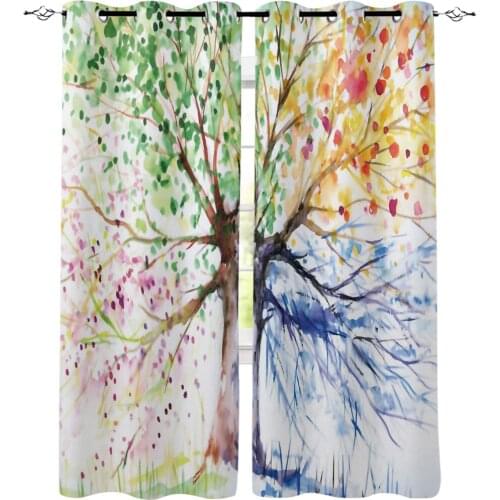 Colorful Life Tree Art Window Curtains Curtain Lights Living Room Bathroom Bedroom Outdoor Drapes Fabric Indoor Decor Kids
