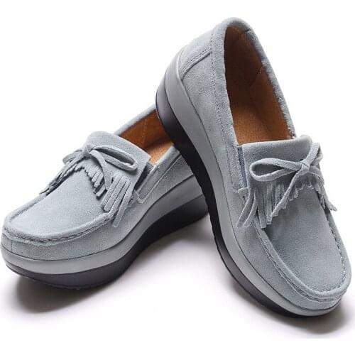 Women Flats Shoes Platform Sneakers Shoes Leather Suede Casual Shoes Slip on Flats Heels Creepers Moccasins Black Sneakers