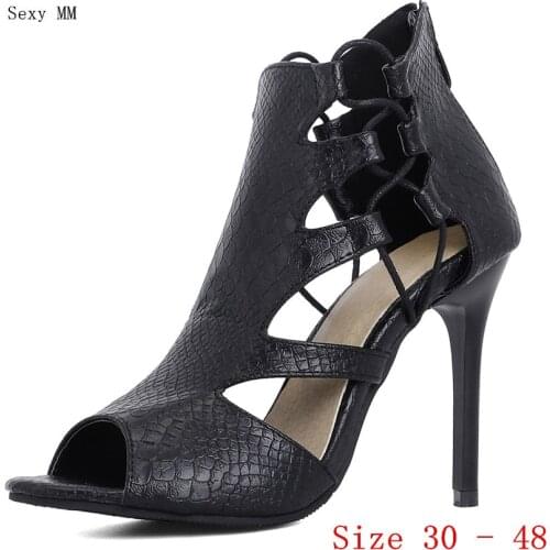 Women Gladiator Sandals High Heels Pumps Summer Shoes Woman High Heel Sandals Plus Size 30 31 32 33 - 40 41 42 43 44 45 46 47 48