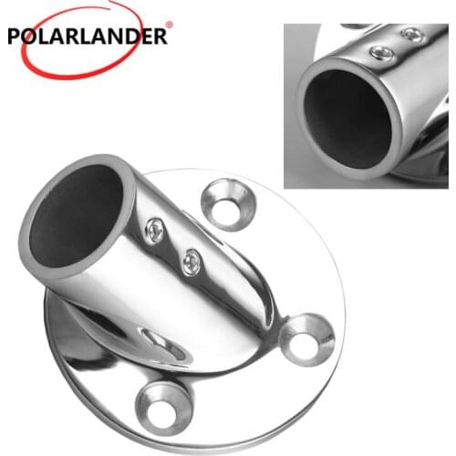1 Pc Stainless Steel 1" /25mm Railing 45 Degree Round Bottom Socket Pipe Round Base Hardware for Boat Marine Yacht