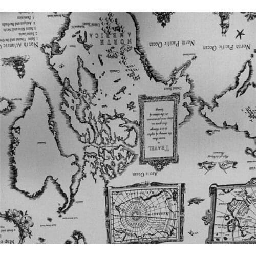 150 cm X 50 cm wholesale cotton linen world map printed fabric for curtain/tablecloth/pillow