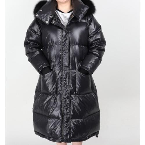 2020 fashion winter jacket Natural fox big fur collar White duck down Thick warm long coat Park Pike