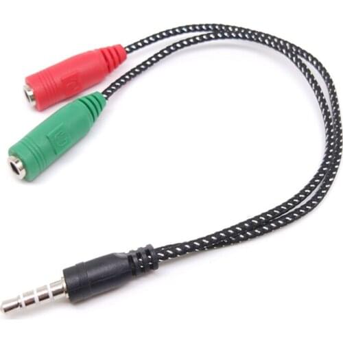 3.5mm Female Jack to 2 TRS Dual AUX Male Microphone Audio Y Splitter Cable Adapter for Headphones Microphones for Laptop PC