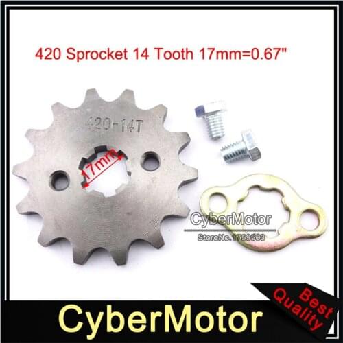 420 14 Tooth 17mm Front Chain Sprocket For 50cc 70cc 90cc 110cc 125cc Engine Motorcycle ATV Quad 4 Wheeler Pit Dirt Motor Bike
