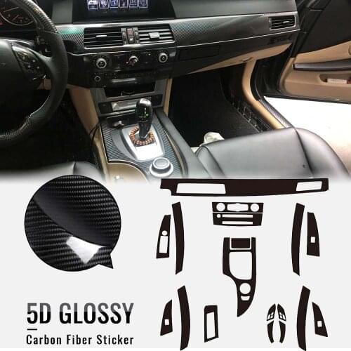 5D Carbon Fiber Car Interior Center Console Color Change Molding Sticker Decals For BMW 5 Series E60 2006-2010