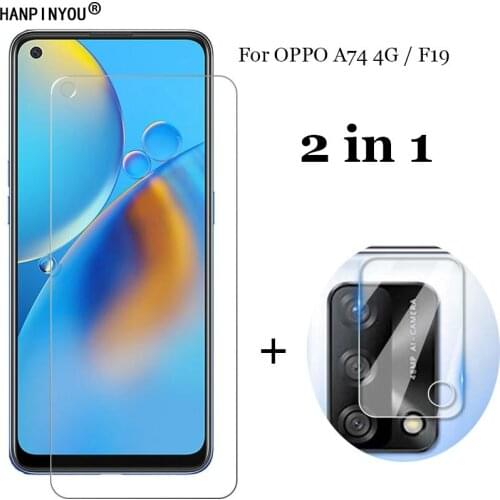 2-in-1 For OPPO A74 4G / F19 6.43" Camera Lens Protection Film + Front Clear Tempered Glass Screen Protector
