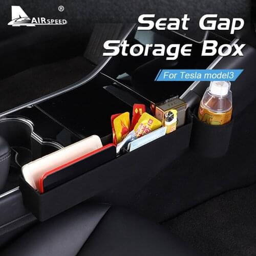 AIRSPEED for Tesla Model 3 Accessories Organizer Storage Car Seat Side Slit Gap Case Center Console Wallet Coins Storage Box