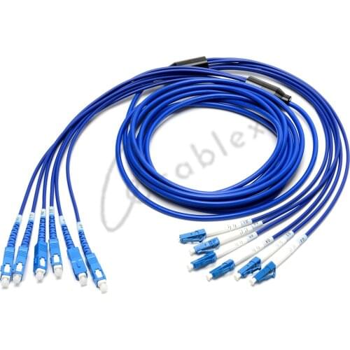 6 Pieces Armored LC UPC-SC UPC 3.0mm Armored Fiber Patch Cord Jumper Cable SM Simplex Single Mode Optic for Network