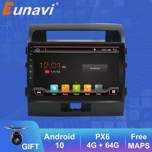 Eunavi 2 din Android 10 Car radio stereo GPS for Toyota Land Cruiser LC200 200 2007-2015 Double 2din Headunit TDA7851 subwoofer