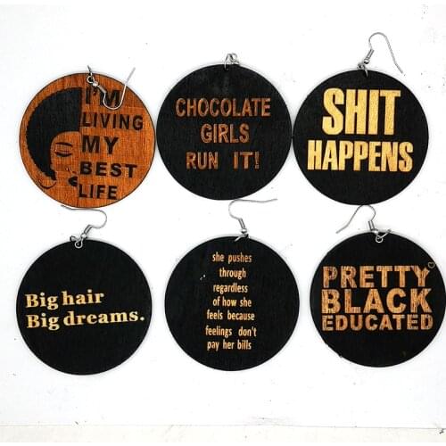 Free shipping!!mixed design My Best Life wooden earrings