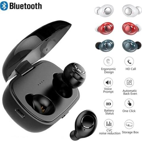 Bluetooth Earphones Wireless Headset Noise Cancelling TWS Earbuds with Mic Charging Box for iPhone Samsung LG Android Universal