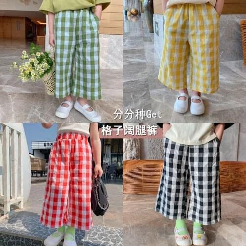 Girls pants spring summer clothes new thin anti mosquito pants childrens casual pants baby kids girls plaid trousers P4 244