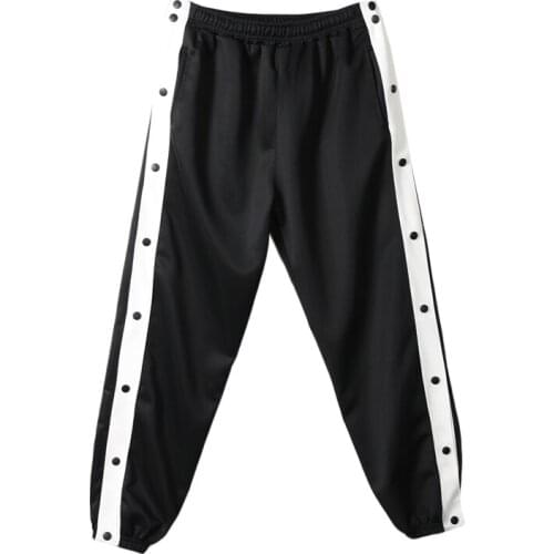Summer 2021 Loose High Street Casual Side Full Button Mens Pants Quick Drying Basketball Pants Button Couples