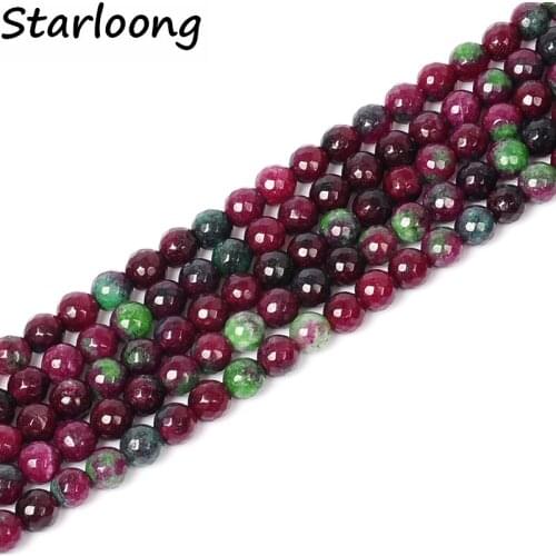 New arrival 4-12mm faceted red Green stone Natural Stone Beads loose strand 15" For Making Jewelry Diy bracelets necklaces