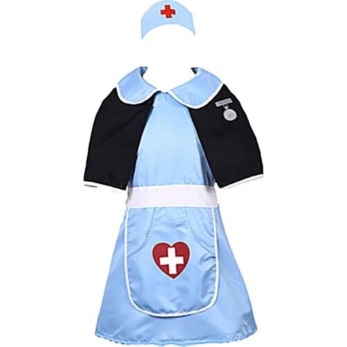 Kids Children Nurse Costumes Halloween Carnival Cosplay Costume Fancy Dress Cape and Nurse Hat Set Kids Photography Costumes