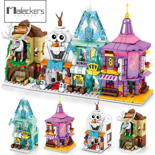 Mailackers Friend For Girl Toy Blocks City Street View House Snow World Princess Coffee Shop Bar Building Blocks Toys For Girls