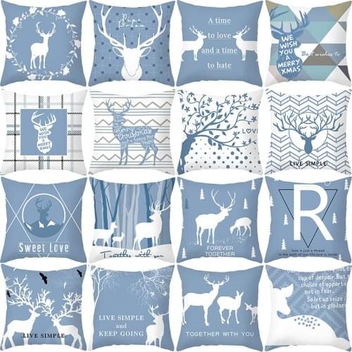 Animal Elk Cushion Cover 45X45 Geometric Letters Sofa Cushions Nordic Decorative Pillowcase Polyester Pillow Covers Home Decor