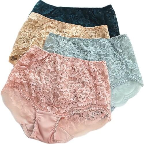 FL Womens panties High wasited Briefs Luxury Heavy Embroidered Buttock Seamless Female Underwear Big Size Womens Lingerie