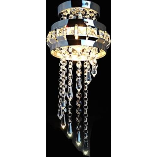 New Stainless steel K9 crystal led Chandeliers led lamps dining room bedroom droplight round chandelier E27 led lustre pendant