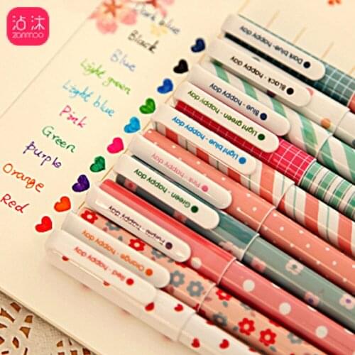 Kawaii Gel Pencils 10 Pcs Colored Ink Pens Set Cute 0.38mm Mini Writing Canetas for Boy Girl Office School Stationery Supplies