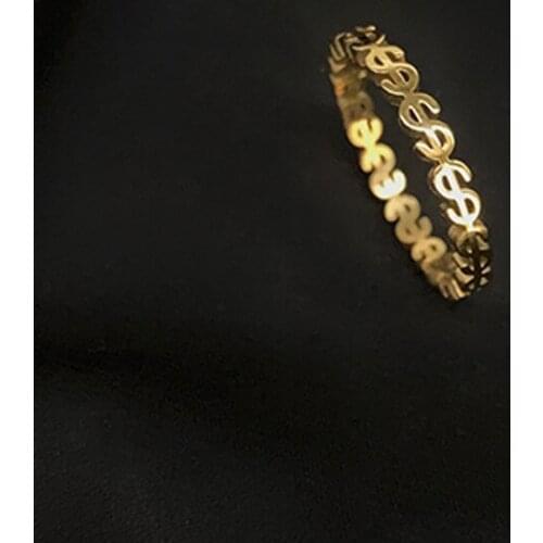 Men Womens Titanium Steel Ring Personality Simple Hollow infinity Dollar $ Rings Unisex Jewelry Accessories Wealth Ring Jewelry