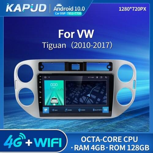 Kapud Android 10 Car Multimedia Player For Volkswagen Tiguan 2010-2017 Radio 10" Stereo BT GPS Wifi Octa-Core Navigation