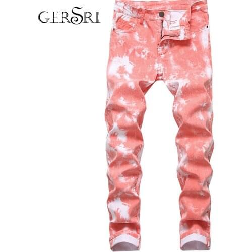 Gersri Men Stretch Jeans Fashion Jeans Men Straight Classic Jeans Trousers Tight Slim Fit Denim Men Pants