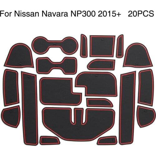 Non-slip Door Slot Mat for Nissan Navara / NP300 D23 2015 2016 2017 2018 2019 2020 Interior Gate Groove Panel Cup Pad Red 20Pcs