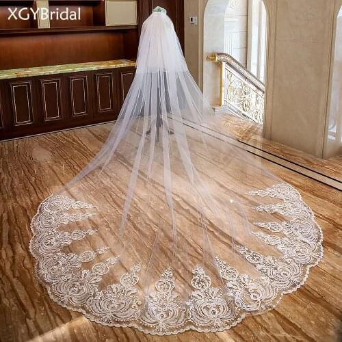 Lace Headdress 2021 New Arrival Bride Veils Wedding Dress Accessories 3 Meters Long Trailing Soft Appliqued