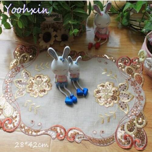 New 2019Modern lace sequin embroidery Placemat Table place Mat cloth tea coffee Doily Cup Glass Coaster mug Christmas dining Pad