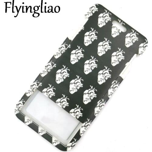 Anatomical Heart Stripe Credit Card ID Holder Bag Student Women Travel Bank Bus Business Card Cover Badge Accessories Gifts