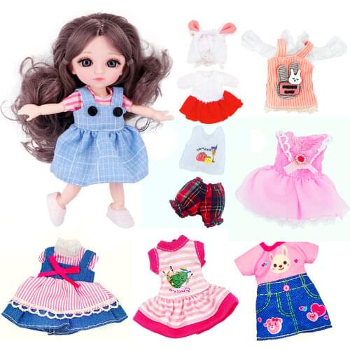 Doll Baby Clothes Universal Bjd Doll Clothes Accessories For 1/12 16cm Fashion Bjd Dolls Dress Up Lace Knitted Skirt 14 colors