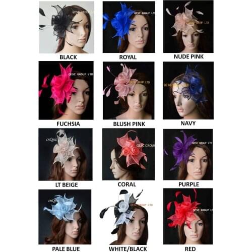 Wholesale NEW 12 multiple color.Small Sinamay Fascinator womens hat with Feathers for wedding,kentucky derby.FREE SHIPPING