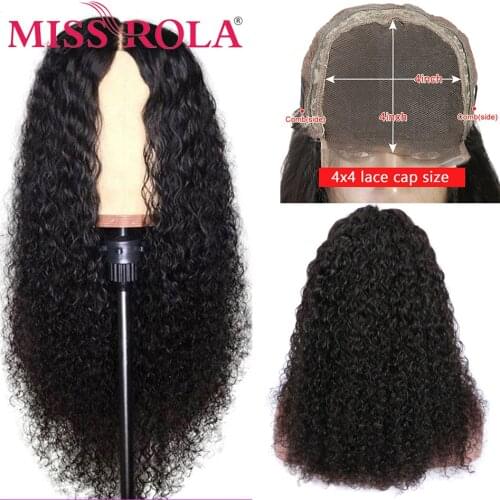Miss Rola Brazilian Human Hair Wigs 180% Density 4x4Lace Closure Wig13x1 Kinky Curly Hair Wigs For Black Women Remy Hair Wig