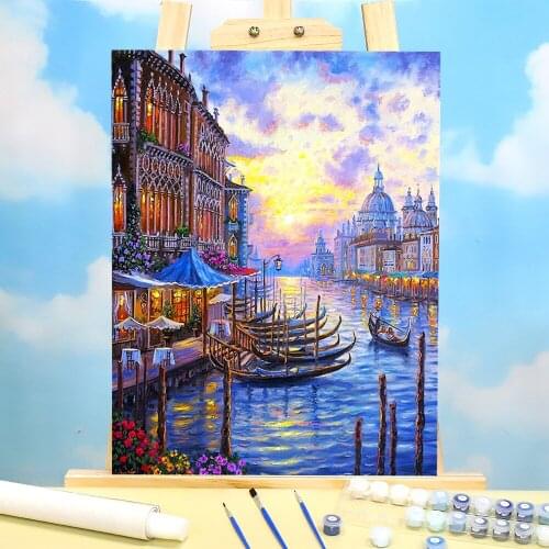 Scenery Street Landscape DIY Paint By Numbers Set Acrylic Paints 50*70 Canvas Pictures Home Decoration For Adults Handiwork
