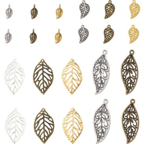 290pcs/box Metal Leaf Charms Mixed Color Leaves Pendant for DIY Necklace Bracelet Earring Jewelry Making Findings Accessaries