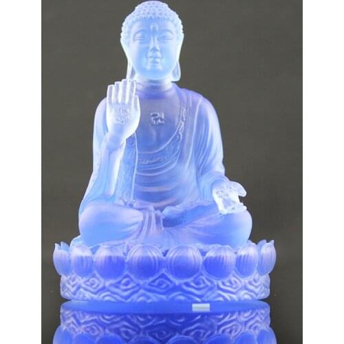 Production of custom wholesale high-end home furnishings Office Supplies temple dewaxing fired glass Medicine Buddha send leader