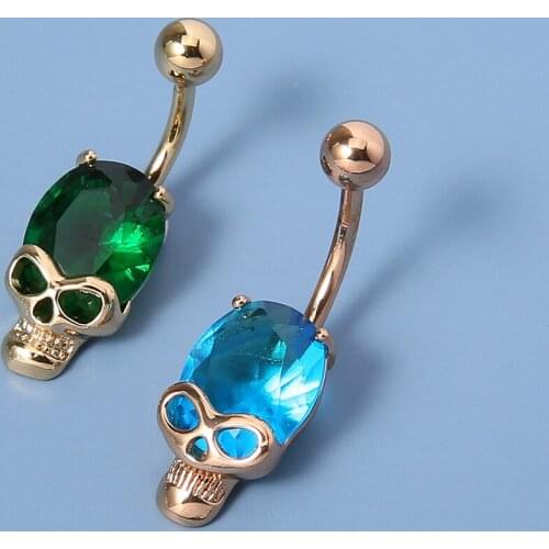 New Fashion Hot-Selling Personality Skull Belly Button Nail Zircon Skull Belly Button Accessories Wholesale