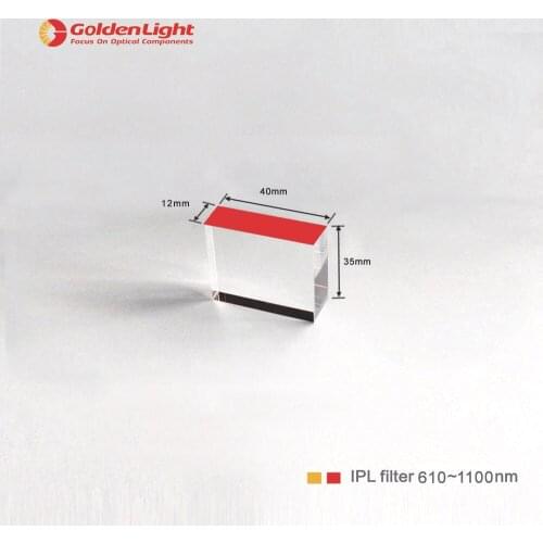 Size:40*12*35mm , coating side:40*12mm , Saphire-IPL-Filter For aesthetic laser device / wavelength : 610nm~1200nm