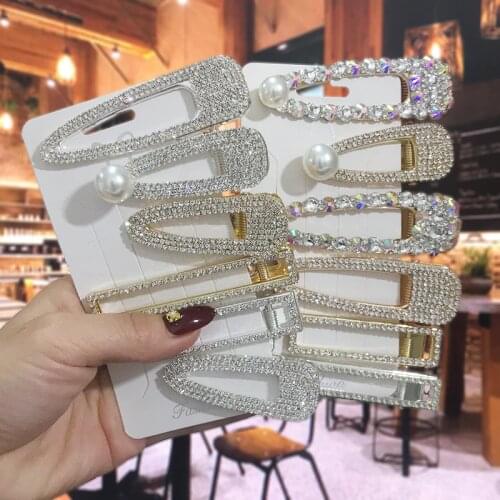 Luxury Full Crystal Hair Clip For Women 2021 Korean Square Hairpins Geometric Hair Barrettes Girl Hair Accessories Hairgrip