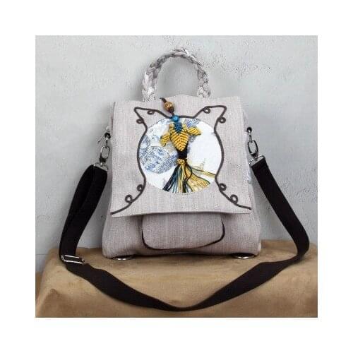 Nice Bohemian string appliques women Zipper&hasp backpacks!Hot national prints shopping backrack Top All-match canvas backruck