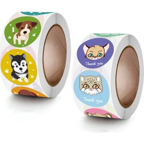 Cute Dog Children Cartoon Sticker Thank You Sticker Teacher Reward Stationery Sealing Sticker Birthday Party Wedding Baking Gift