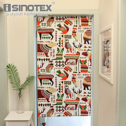 Cute Doorway Curtain Owl Elk Bear Decorative Home Kitchen Curtain European Style Waterproof Oil-proof Window Treatment Decor