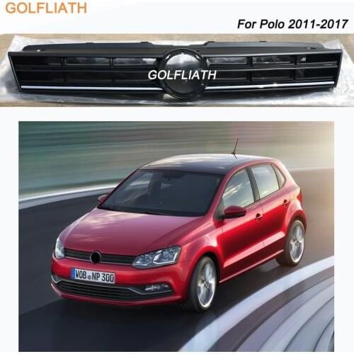 Replacement ABS Front Bumper Center Grill Grille racing grills chrome stripe For Volkswagen VW Polo 2011-2017 Car-styling