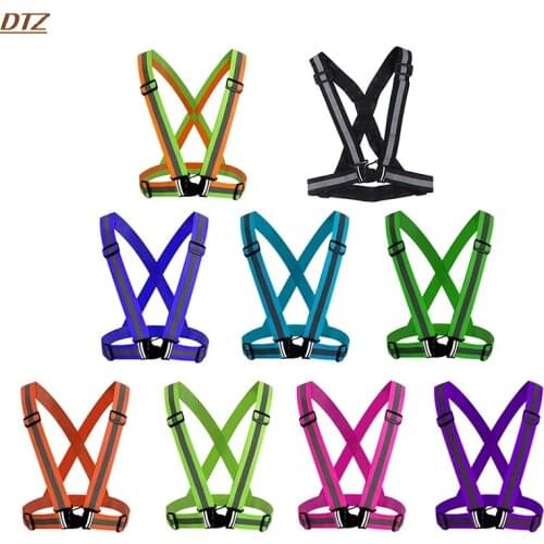 1pc Safety Adjustable Safety Reflective Visibility Striped Vest Jacket Highlight For Night Riding Cycling Sports