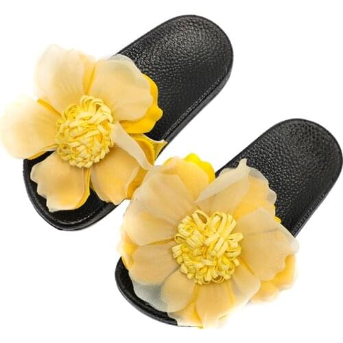 Children Slippers Summer Kids Home Slippers Non Slip Comfortable Lace Flower Toddler Beach Shoes For Girls