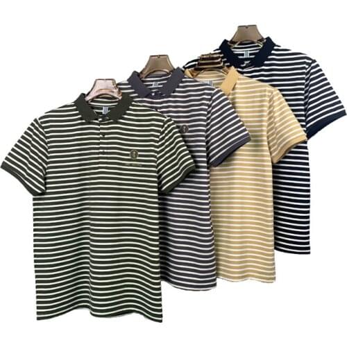 TOQUCL 2021 Striped Summer Polo shirts for men Cooling Farbric Embroidery Fashion Male Casual camisas Polos Homme Tops Clothing